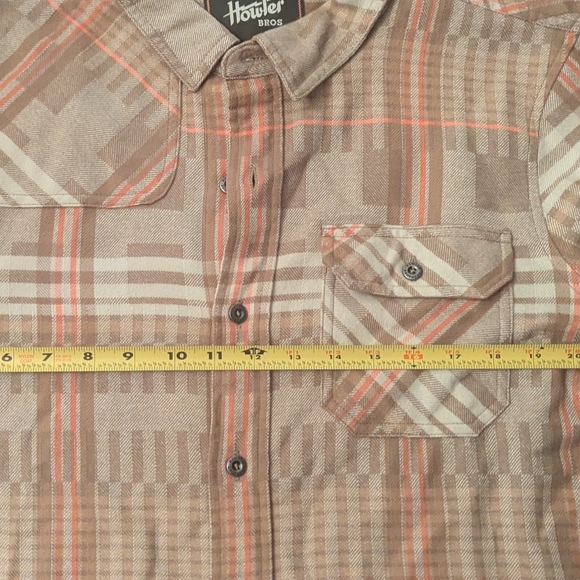 Howler Brothers Harker's Flannel Connor Plaid Tan Men's LG NWT $89 - Picture 6 of 10